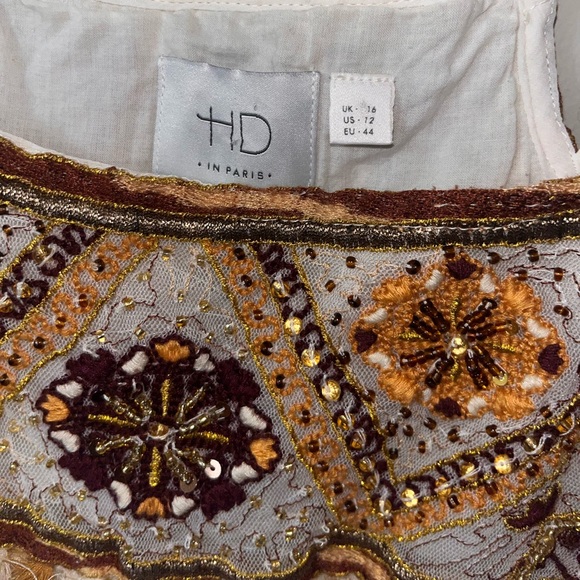 Sz 12 ANTHROPOLOGIE HD PARIS EMBELLISHED WOMENS TANK TOP CREAM COLOR - Picture 6 of 14